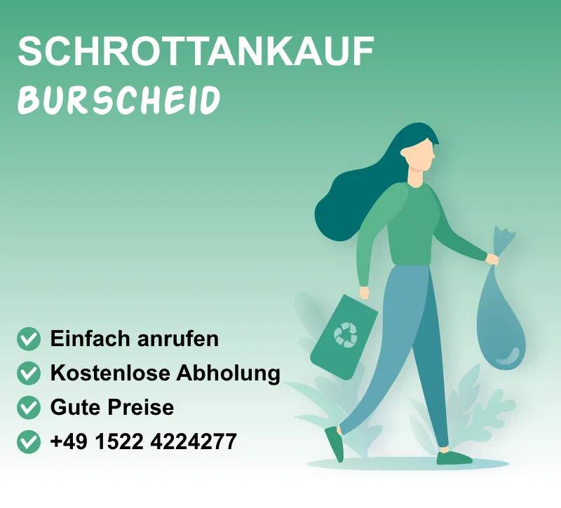 Schrottankauf Burscheid
Altmetallankauf in Burscheid
Schrotthandel Burscheid
Schrottabholung Burscheid